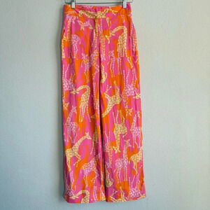 Lilly Pulitzer Womens Vintage Pink/Orange Bella Giraffe Print Capri Pants Size 2